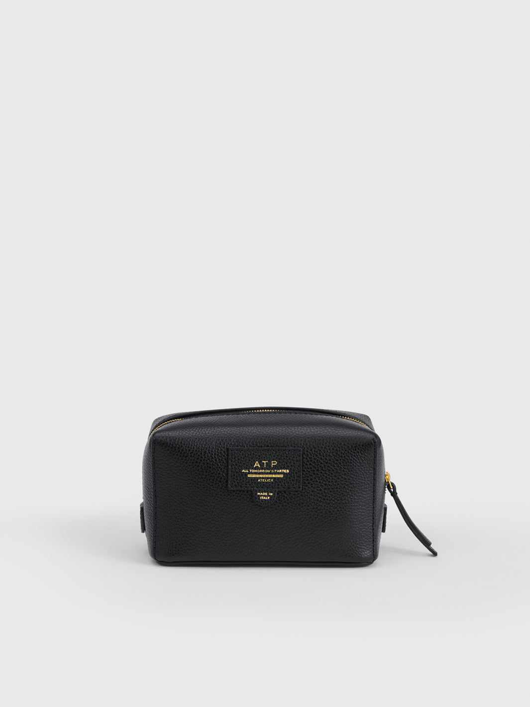 Capanne Black Grained Leather Beauty Bag