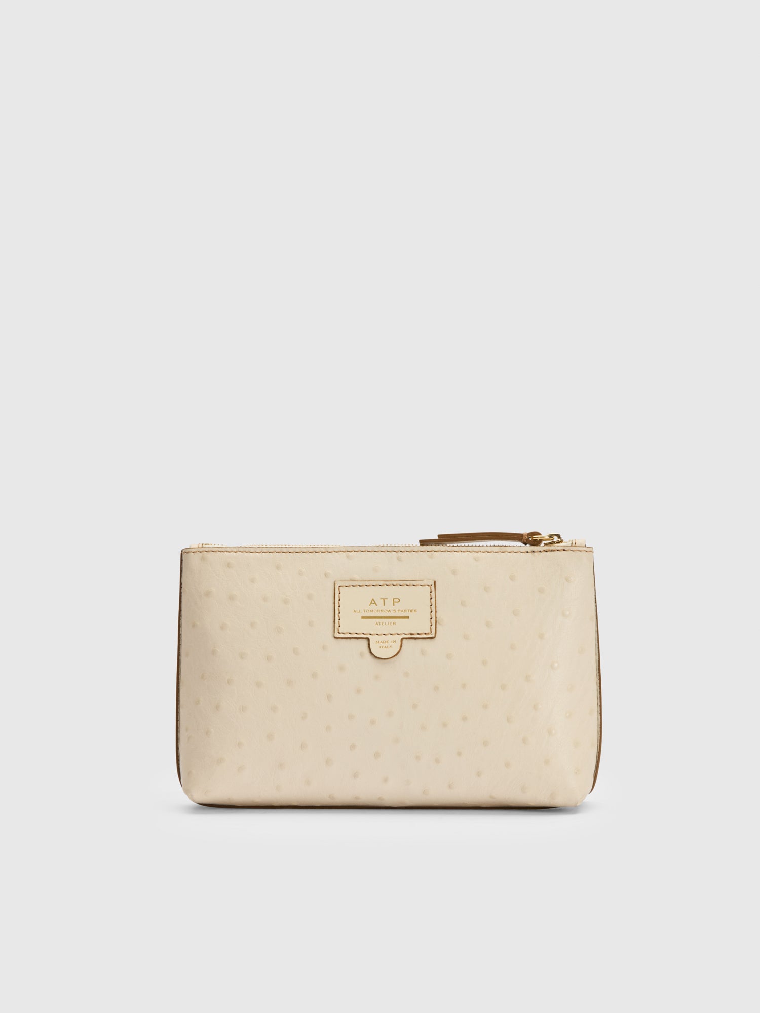 Solaio Linen Printed Ostrich Beauty Bag ATP Atelier