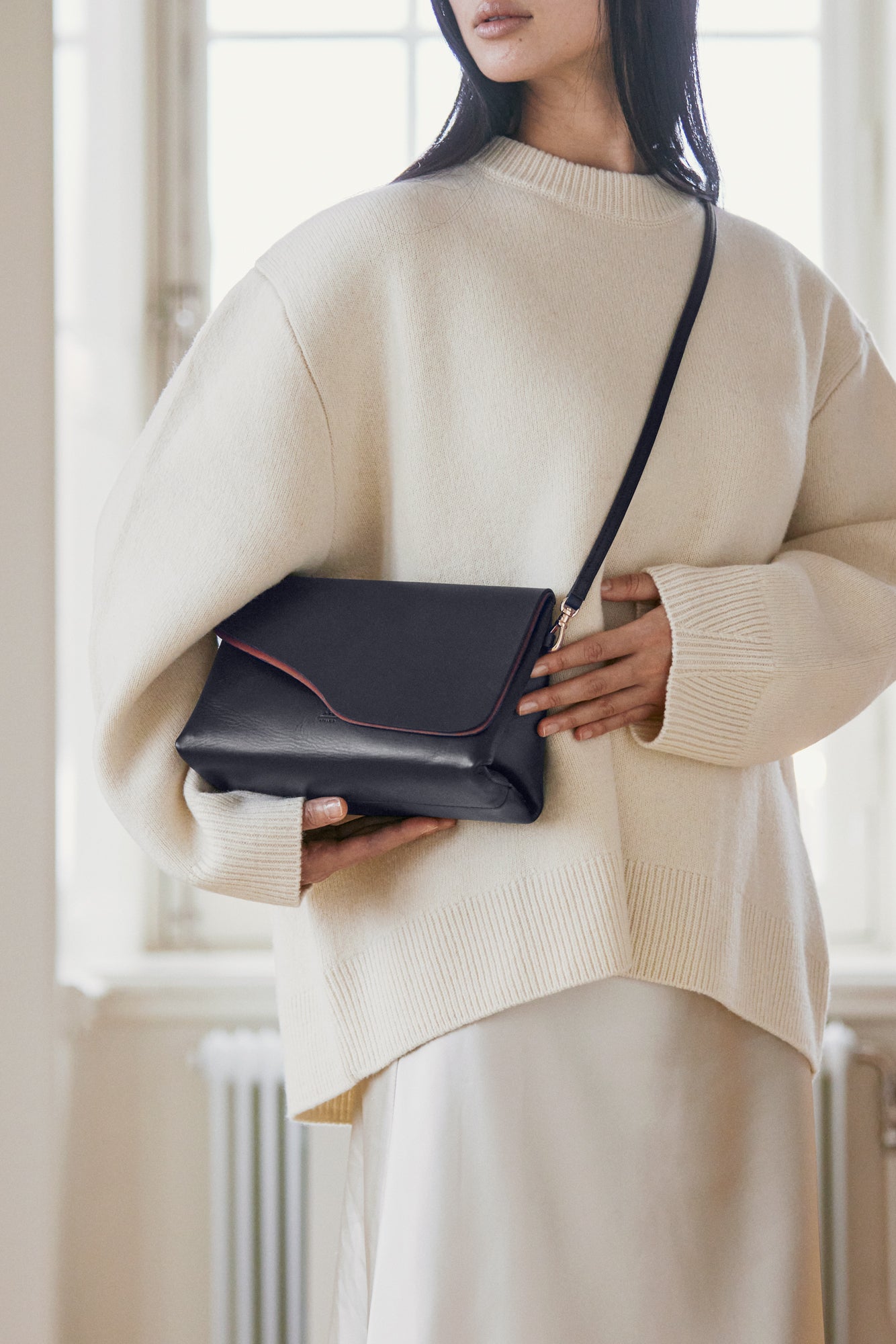 Scarlino Black Nappa Pouch Bag