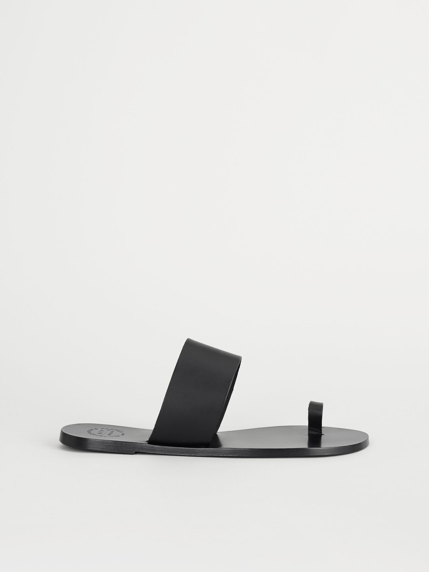 Astrid Black Leather Flat sandals